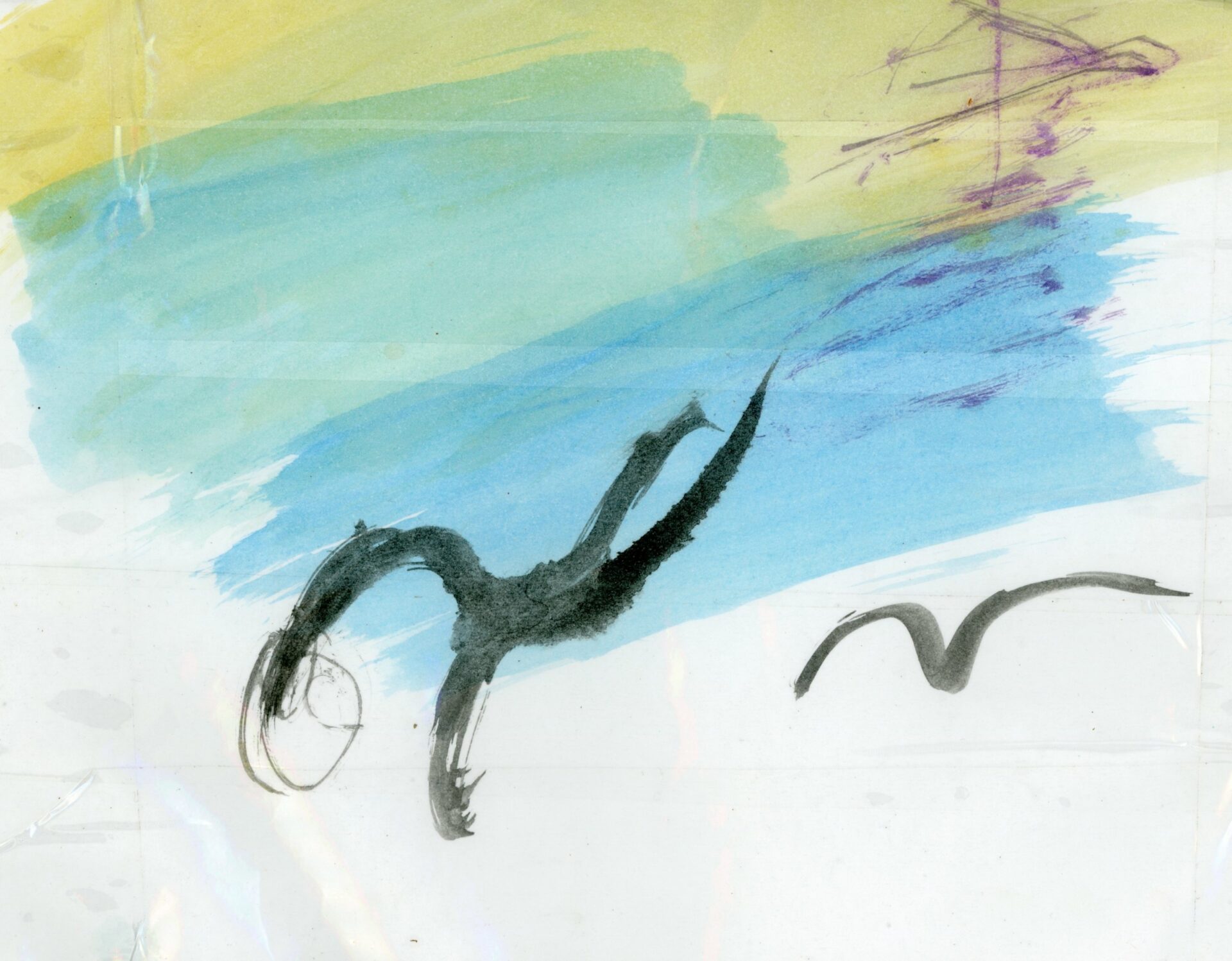 Aquarela colorida com a palavra mutação e um barco